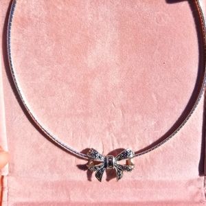 Marcasite bow necklace/ s925/ HSN